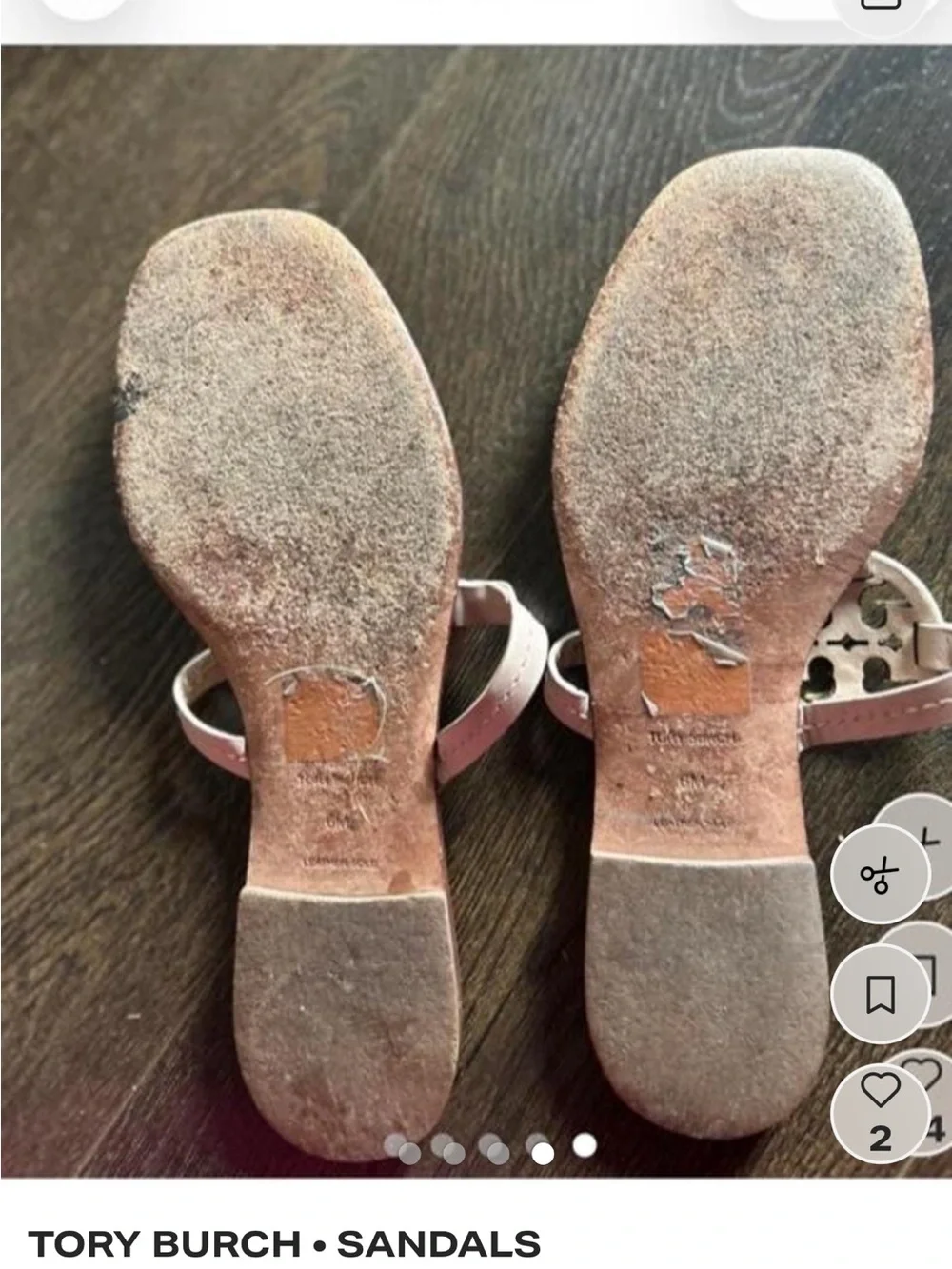 Tory Burch White Leather Thong Sandals with Gold Logo Medallion